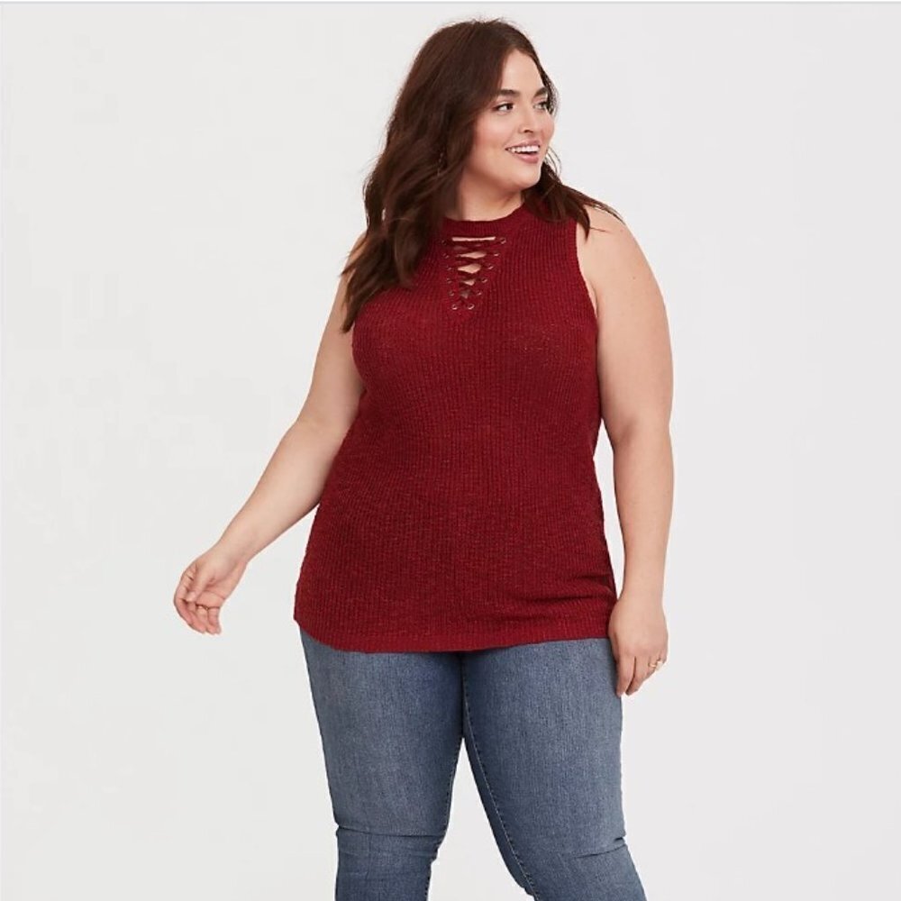 Torrid COPPER LATTICE SWEATER TANK 2x